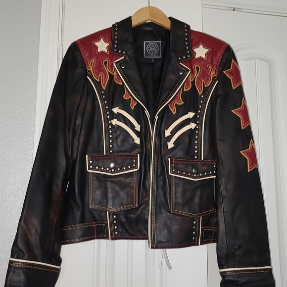 Double D Ranch Jackets & Blazers - Double D Ranchwear Leather Ring of Fire Jacket Size Large New